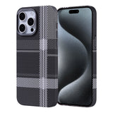 Apple iPhone 15 Pro Max Kılıf M-safe Şarj Özellikli Karbon Fiber Görünümlü Zore Nekst Kapak Gri-Siyah