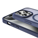 Apple iPhone 15 Pro Max Kılıf M-safe Şarj Özellikli Mat Arka Yüzey Zore Sio Kapak Lacivert