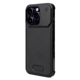 Apple iPhone 15 Pro Max Kılıf M-safe Şarj Özellikli Mekanizmalı Koku Hazneli Zore Mostar Kapak Siyah