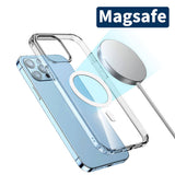 Apple iPhone 15 Pro Max Kılıf M-safe Şarj Özellikli Şeffaf Sert PC Zore Embos Kapak Renksiz