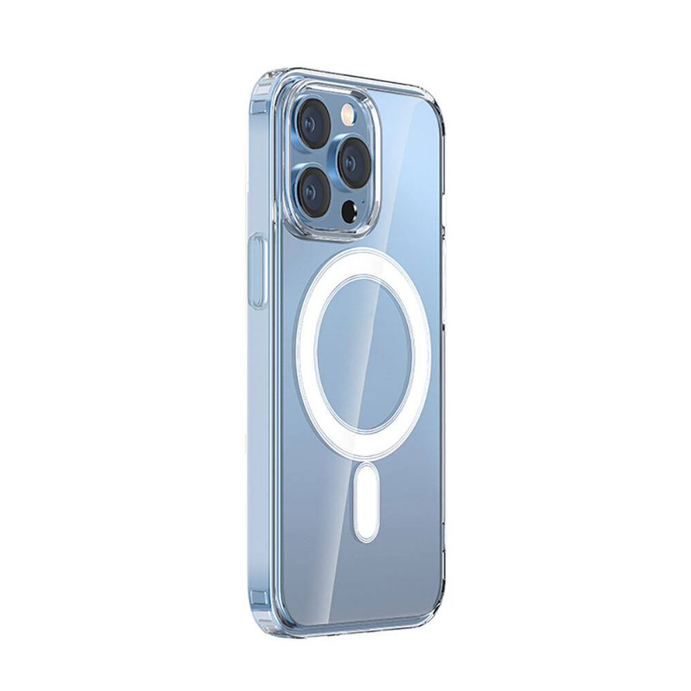 Apple iPhone 15 Pro Max Kılıf M-safe Şarj Özellikli Şeffaf Sert PC Zore Embos Kapak Renksiz