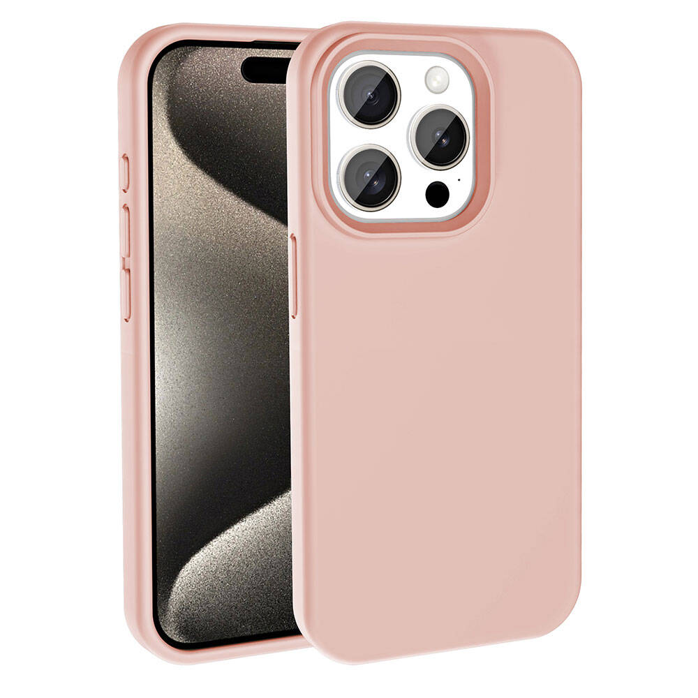 Apple iPhone 15 Pro Max Kılıf M-safe Şarj Özellikli Sıvı Teknolojili Silinebilir Sert Zore Kivi Kapak Pembe