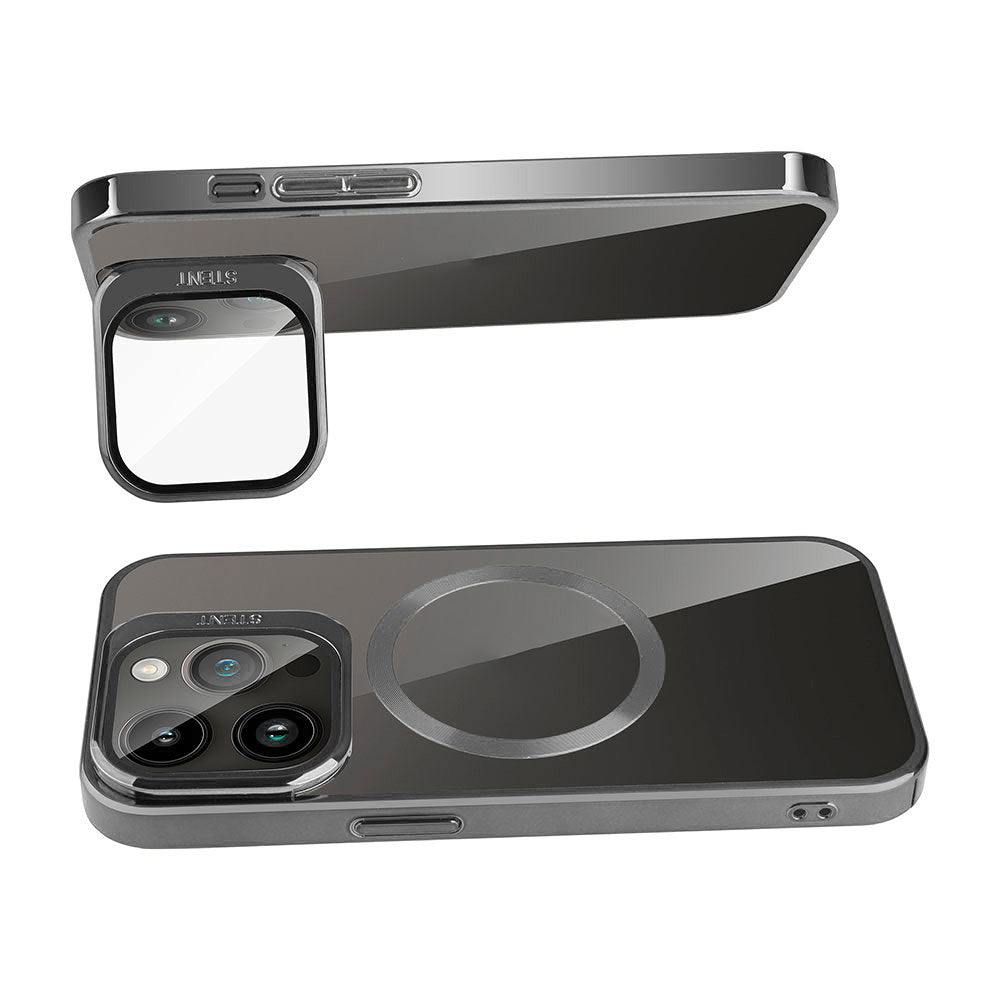 Apple iPhone 15 Pro Max Kılıf M-safe Şarj Özellikli Standlı Zore Klon Kapak Gri
