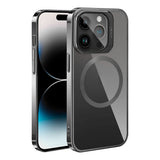 Apple iPhone 15 Pro Max Kılıf M-safe Şarj Özellikli Standlı Zore Klon Kapak Gri