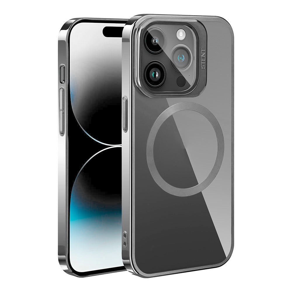 Apple iPhone 15 Pro Max Kılıf M-safe Şarj Özellikli Standlı Zore Klon Kapak Gümüş