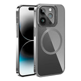Apple iPhone 15 Pro Max Kılıf M-safe Şarj Özellikli Standlı Zore Klon Kapak Gümüş