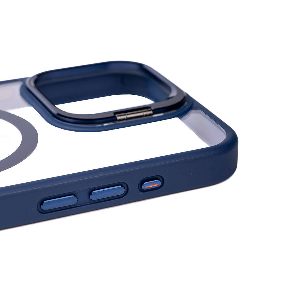 Apple iPhone 15 Pro Max Kılıf M-safe Şarj Özellikli Standlı Zore M-safe Klon Lensli Kapak Turuncu