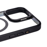 Apple iPhone 15 Pro Max Kılıf M-safe Şarj Özellikli Standlı Zore M-safe Klon Lensli Kapak Siyah