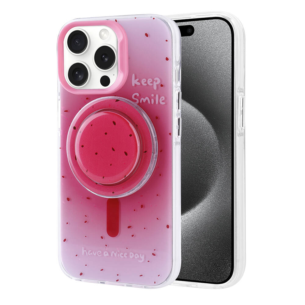 Apple iPhone 15 Pro Max Kılıf M-safe Şarj Özellikli Tak-Çıkar Pop Soketli Zore Tiktok Kapak Siyah