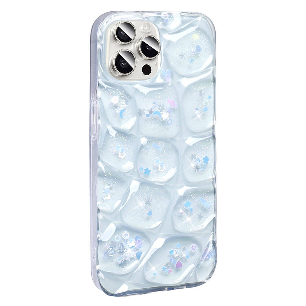 Apple iPhone 15 Pro Max Kılıf Simli 3D Desenli Zore Hacar Kapak Beyaz