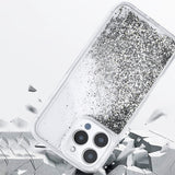 Apple iPhone 15 Pro Max Kılıf Sıvılı Simli Şeffaf Arka Yüzey Zore Keto Silikon Kapak Siyah