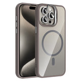 Apple iPhone 15 Pro Max Kılıf Standlı ve Kamera Lens Hediyeli M-Safe Şarj Özellikli Zore Etro Kapak Derin Mor