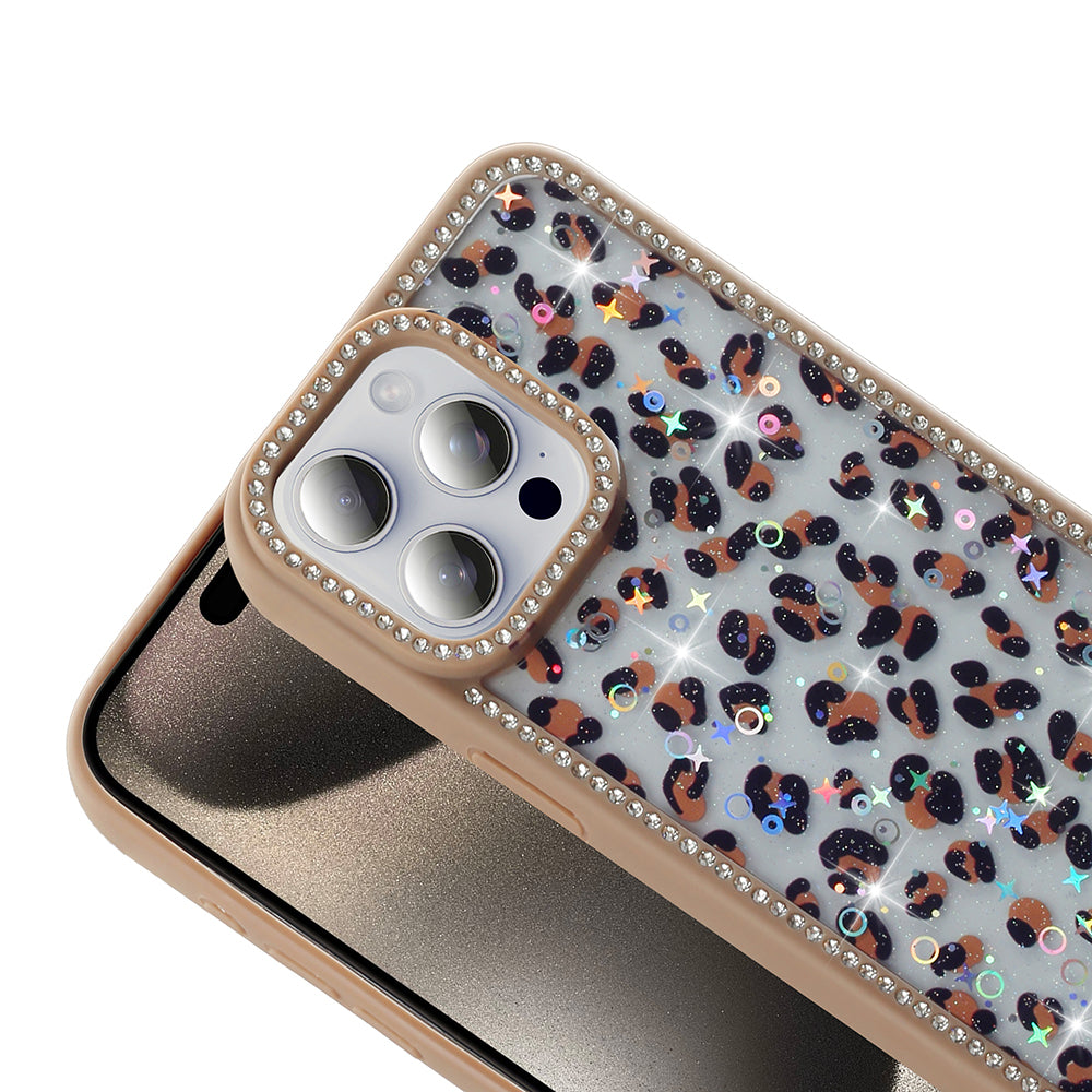 Apple iPhone 15 Pro Max Kılıf Taşlı ve Simli Tasarım Zore Azra Kapak Siyah