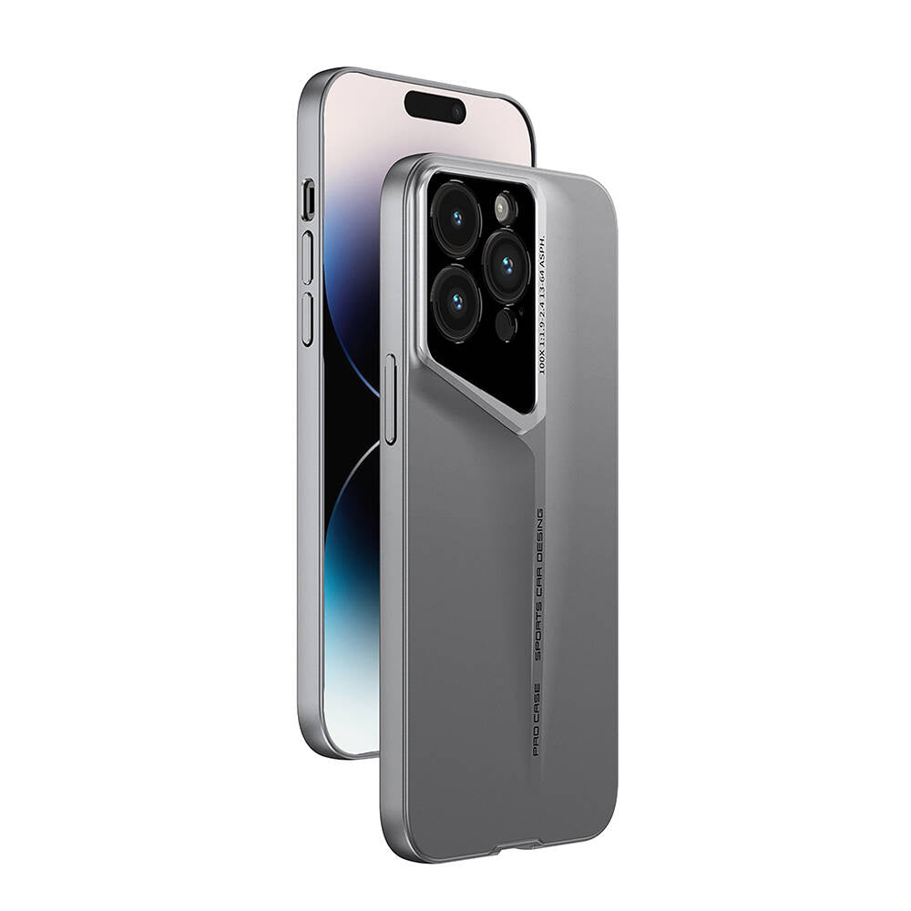 Apple iPhone 15 Pro Max Kılıf Ultra İnce Kamera Korumalı Sert Rubber Zore Procase Kapak Titanyum-Gri