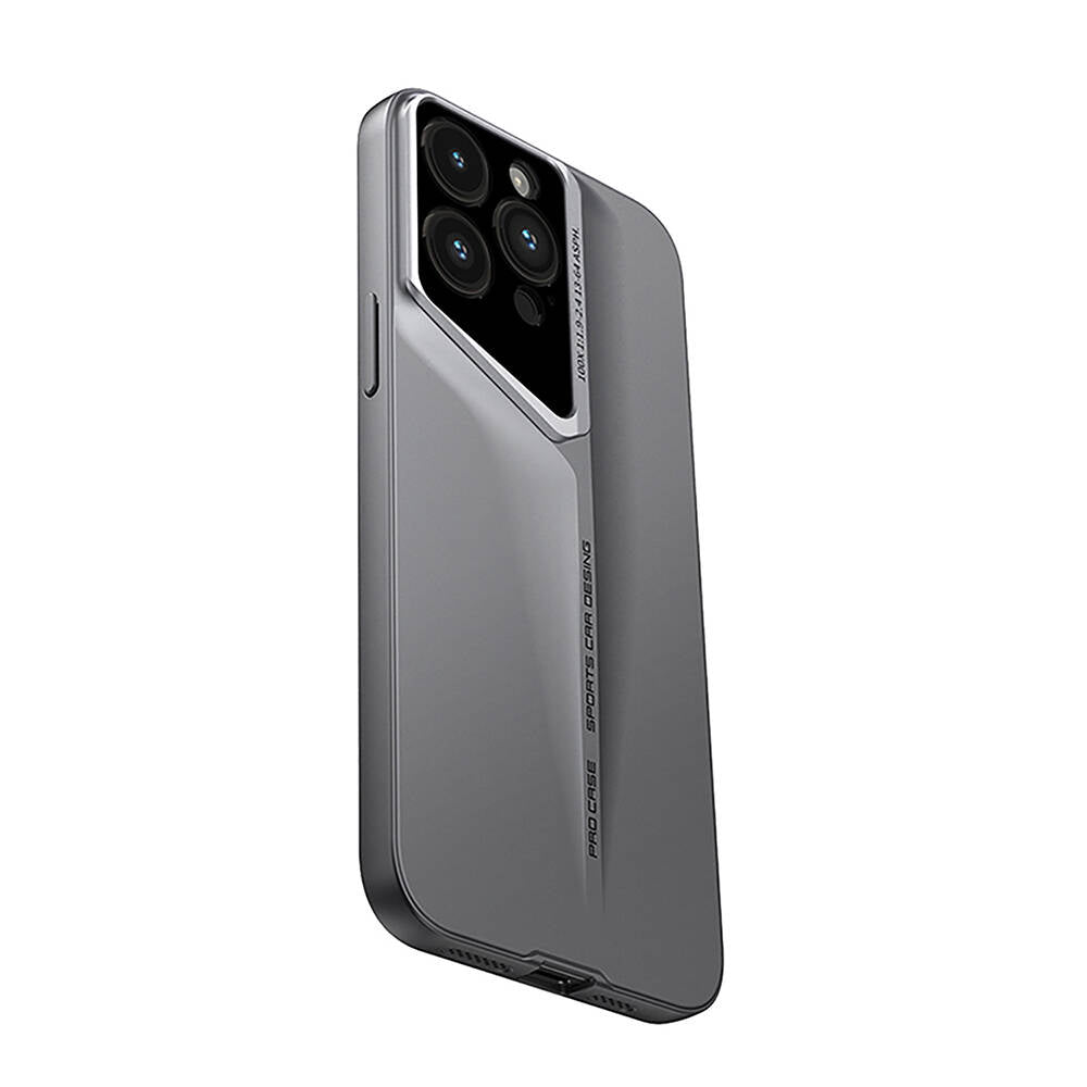 Apple iPhone 15 Pro Max Kılıf Ultra İnce Kamera Korumalı Sert Rubber Zore Procase Kapak Titanyum-Gri