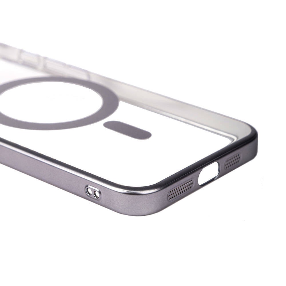 Apple iPhone 15 Pro Max Kılıf Wireless Şarj Özellikli Sert PC Zore Mat Riksos M-safe Kapak Gri