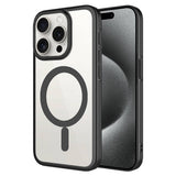 Apple iPhone 15 Pro Max Kılıf Wireless Şarj Özellikli Sert PC Zore Mat Riksos M-safe Kapak Siyah