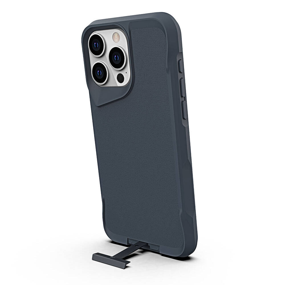 Apple iPhone 15 Pro Max Kılıf Zore Airbag Kenarlı T-Max Mat Standlı Kapak Gri