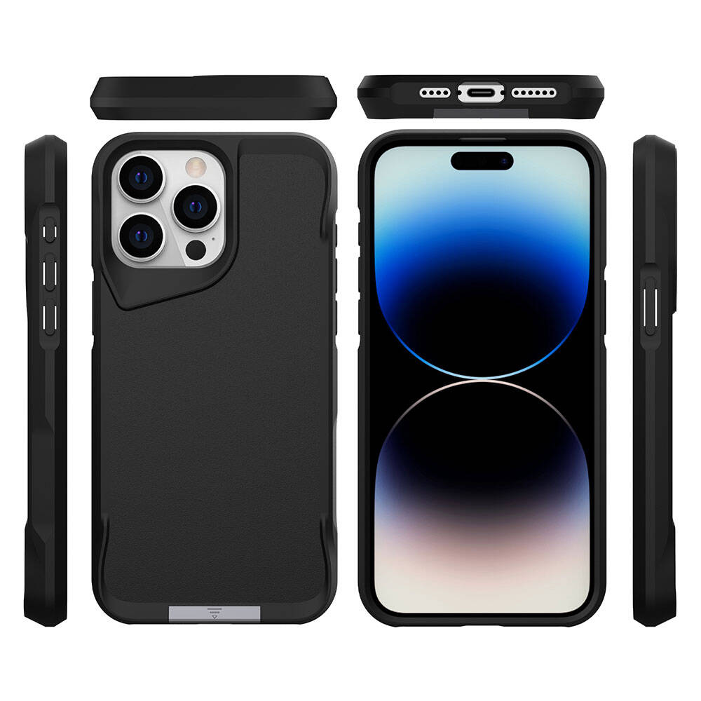 Apple iPhone 15 Pro Max Kılıf Zore Airbag Kenarlı T-Max Mat Standlı Kapak Gri