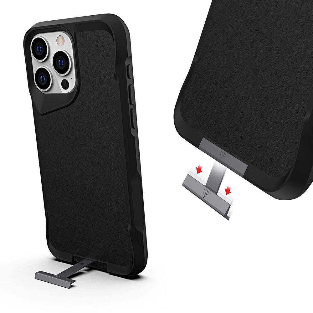 Apple iPhone 15 Pro Max Kılıf Zore Airbag Kenarlı T-Max Mat Standlı Kapak Gri