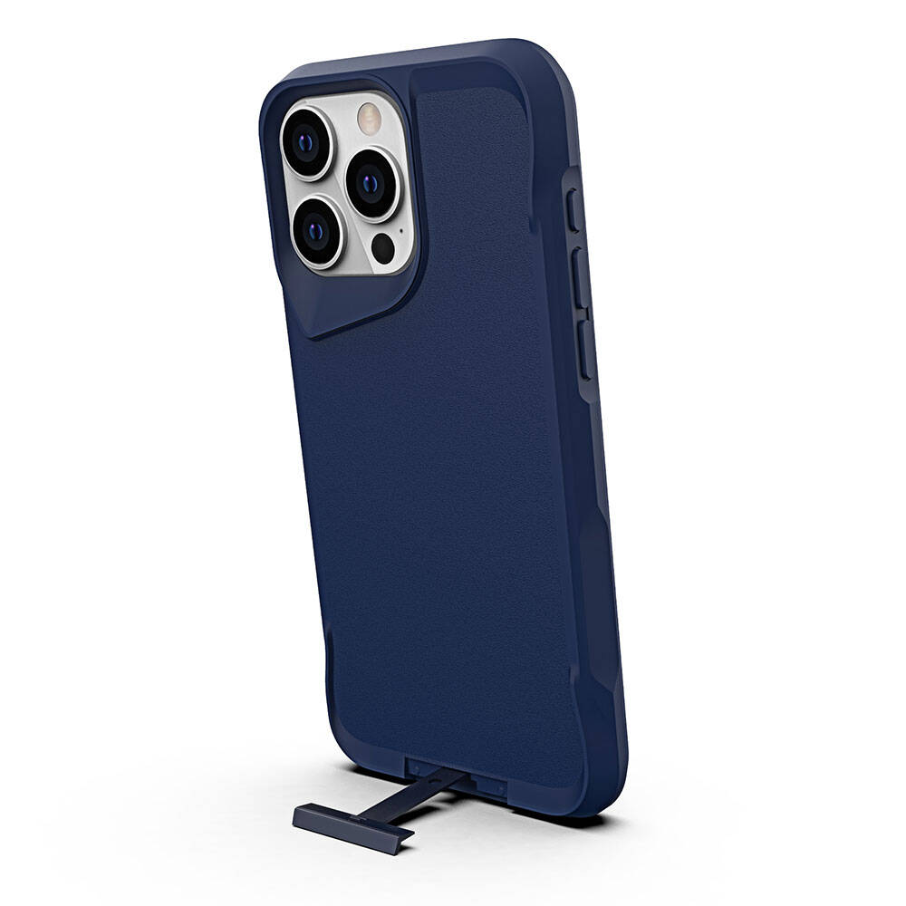 Apple iPhone 15 Pro Max Kılıf Zore Airbag Kenarlı T-Max Mat Standlı Kapak Lacivert