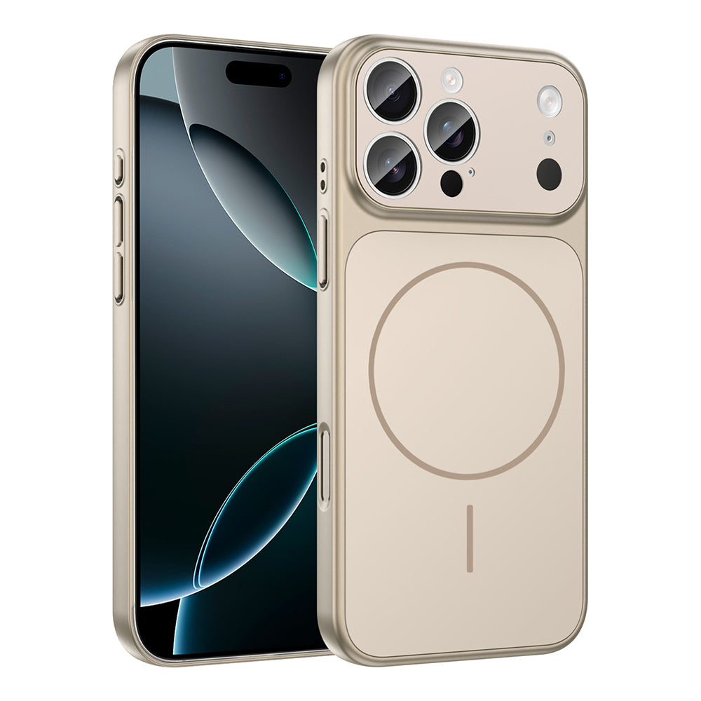 Apple iPhone 15 Pro Max Kılıf Zore M-Safe Şarj Özellikli Kamera Korumalı Formen Kapak Gold