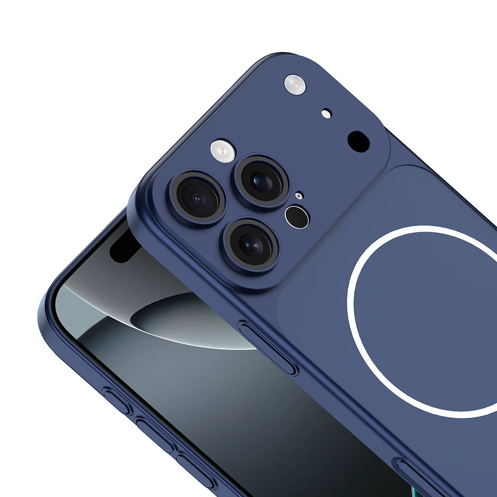 Apple iPhone 15 Pro Max Kılıf Zore M-Safe Şarj Özellikli Kamera Korumalı Spark Kapak Gümüş