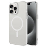 Apple iPhone 15 Pro Max Kılıf Zore M-safe Şarj Özellikli Buzlu Transparan C-Pro Sert Kapak Renksiz