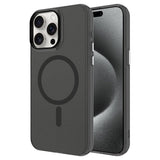 Apple iPhone 15 Pro Max Kılıf Zore M-safe Şarj Özellikli Buzlu Transparan C-Pro Sert Kapak Siyah