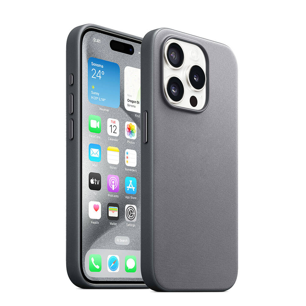 Apple iPhone 15 Pro Max Kılıf Zore M-safe Şarj Özellikli Mikro Fiber Optimal Kapak Gri