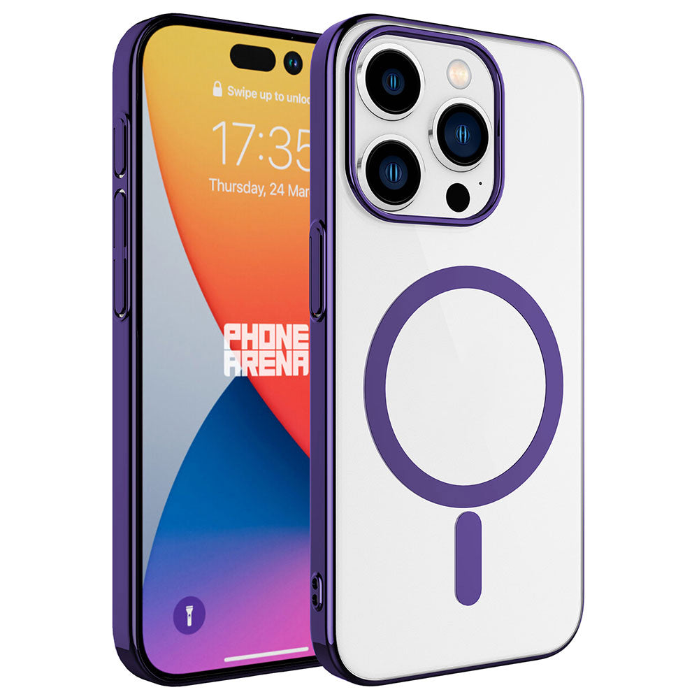 Apple iPhone 15 Pro Max Kılıf Zore Wireless Şarj Özellikli Pixel M-safe Kapak Gold