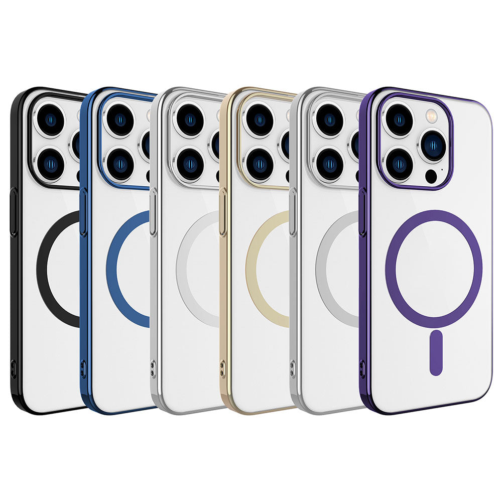 Apple iPhone 15 Pro Max Kılıf Zore Wireless Şarj Özellikli Pixel M-safe Kapak Mavi