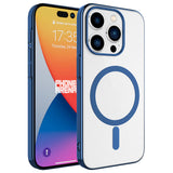 Apple iPhone 15 Pro Max Kılıf Zore Wireless Şarj Özellikli Pixel M-safe Kapak Mavi