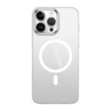 Apple iPhone 15 Pro Max Kılıf Zore Wireless Şarj Özellikli Şeffaf G-Glass Kapak Gümüş