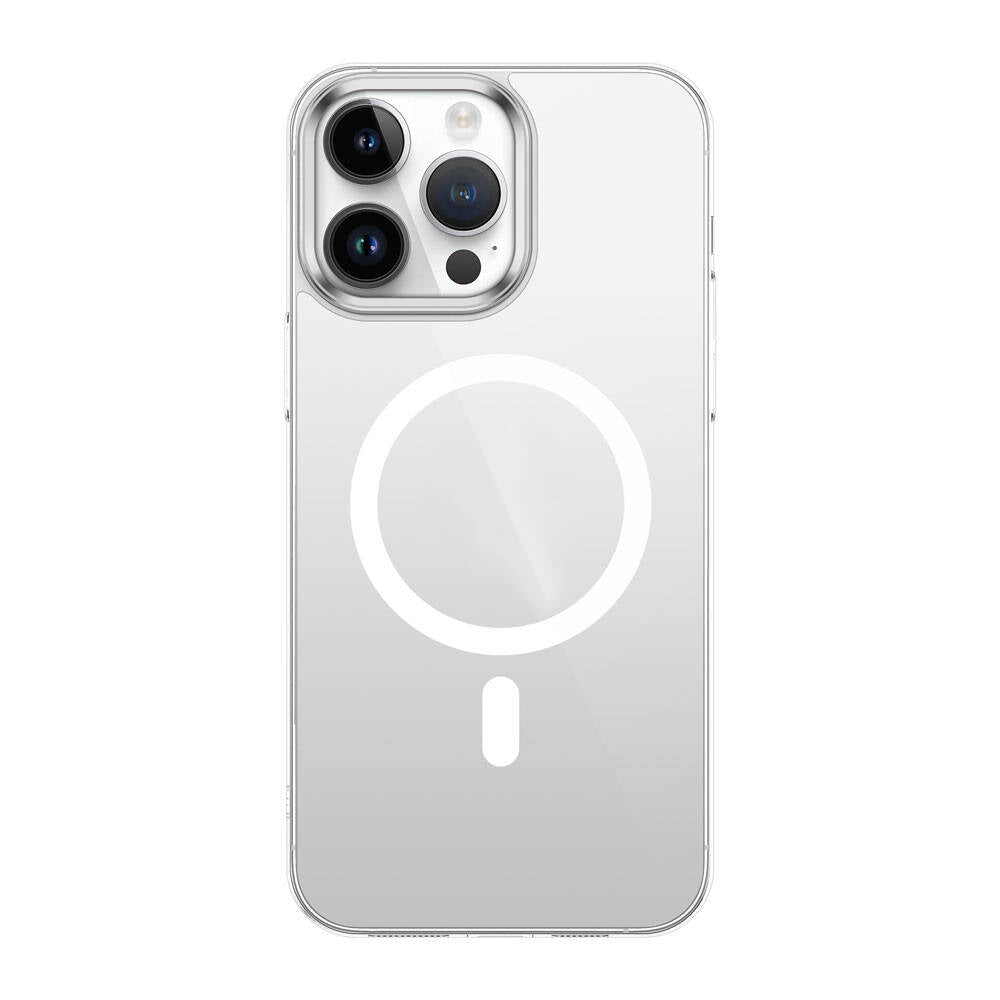 Apple iPhone 15 Pro Max Kılıf Zore Wireless Şarj Özellikli Şeffaf G-Glass Kapak Titanyum