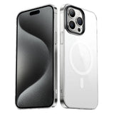 Apple iPhone 15 Pro Max Kılıf Zore Wireless Şarj Özellikli Şeffaf G-Glass Kapak Siyah
