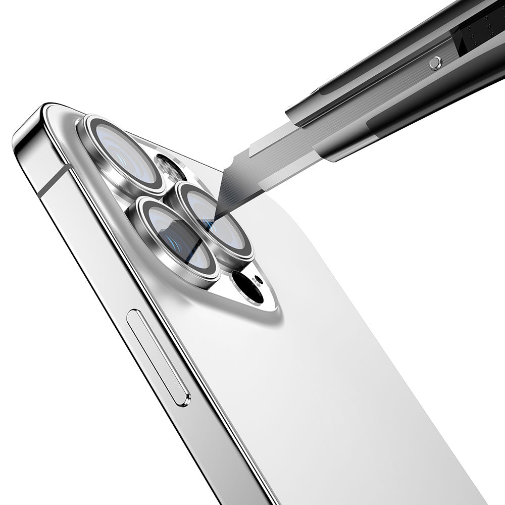 Apple iPhone 15 Pro Max Zore CL-13 Kamera Lens Koruyucu Gümüş