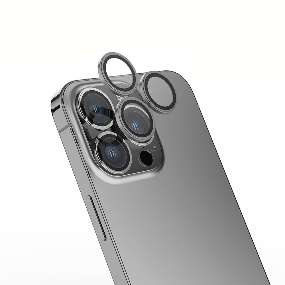 Apple iPhone 15 Pro Max Zore Mikro Kamera Lens Koruyucu Koyu Gri