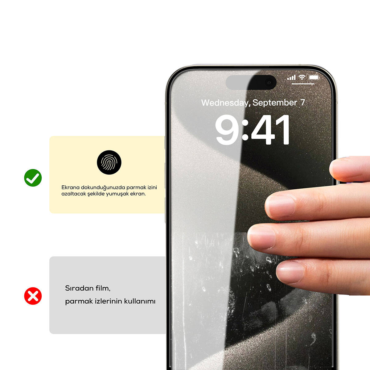 Apple iPhone 15 Pro Zore Rika Premium Privacy Temperli Cam Ekran Koruyucu Siyah