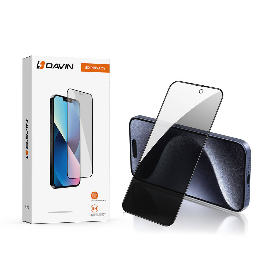 Apple iPhone 16 Davin 5D Privacy Cam Ekran Koruyucu Siyah