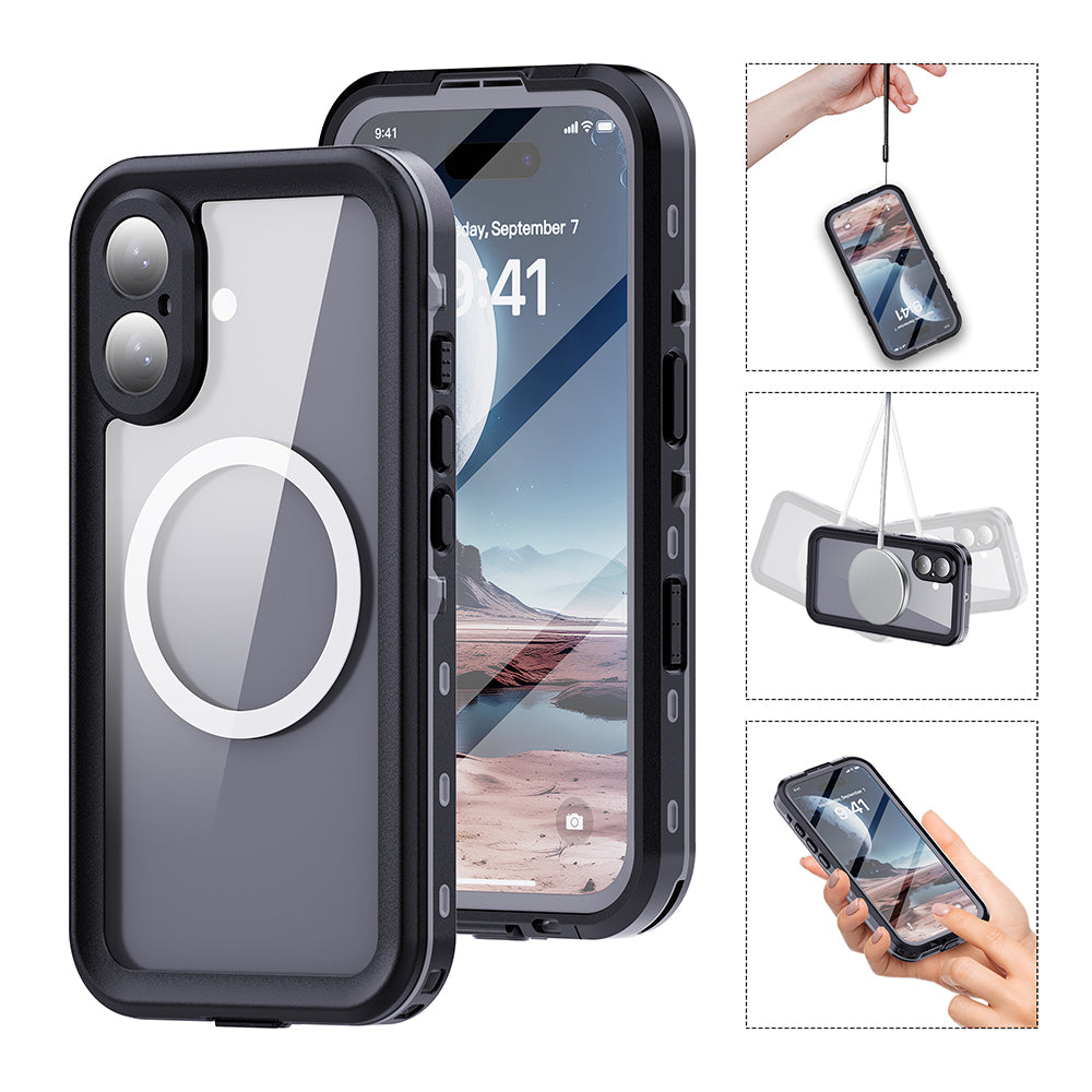 Apple iPhone 16 Kılıf 1-1 Su Geçirmez Kılıf Siyah