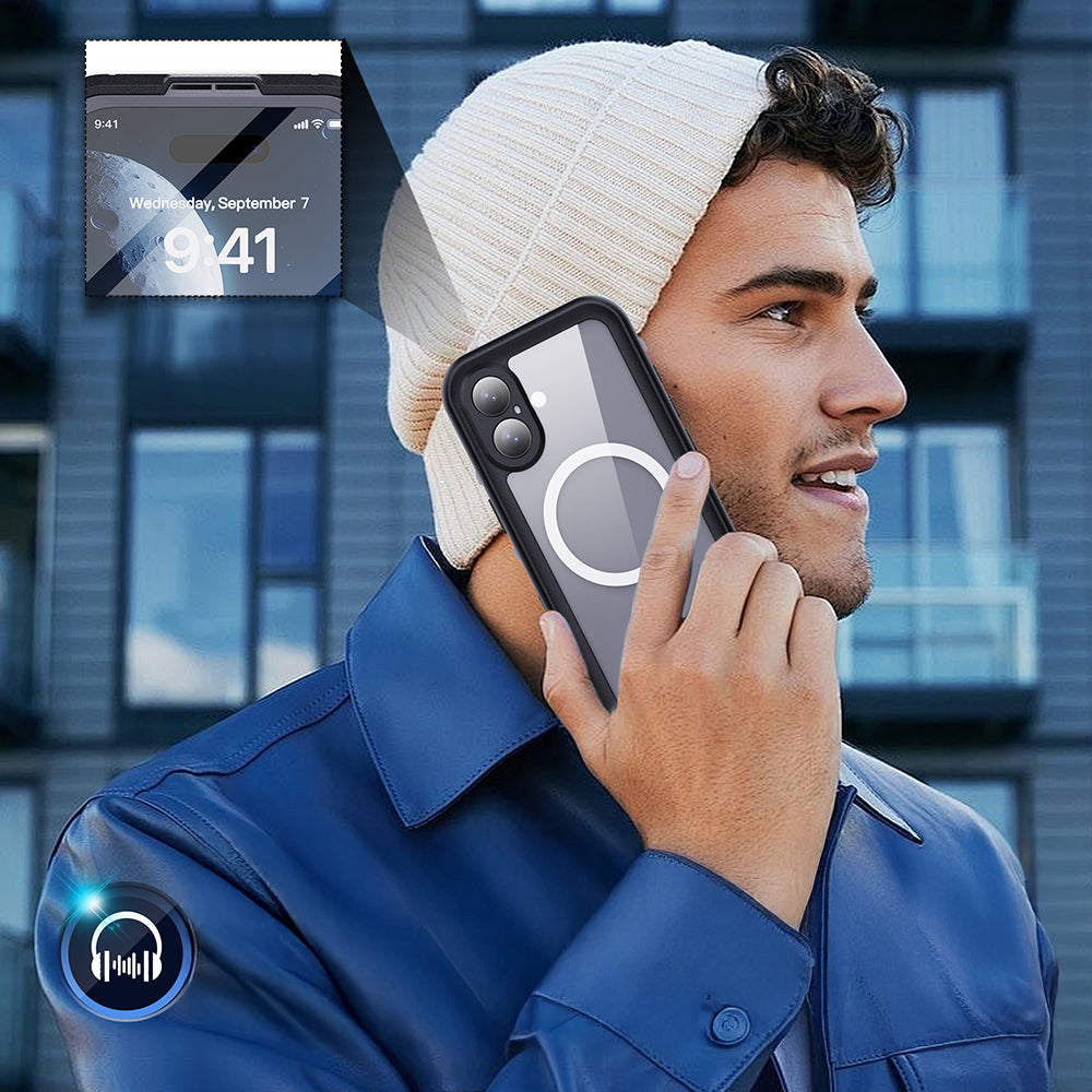 Apple iPhone 16 Kılıf 1-1 Su Geçirmez Kılıf Siyah