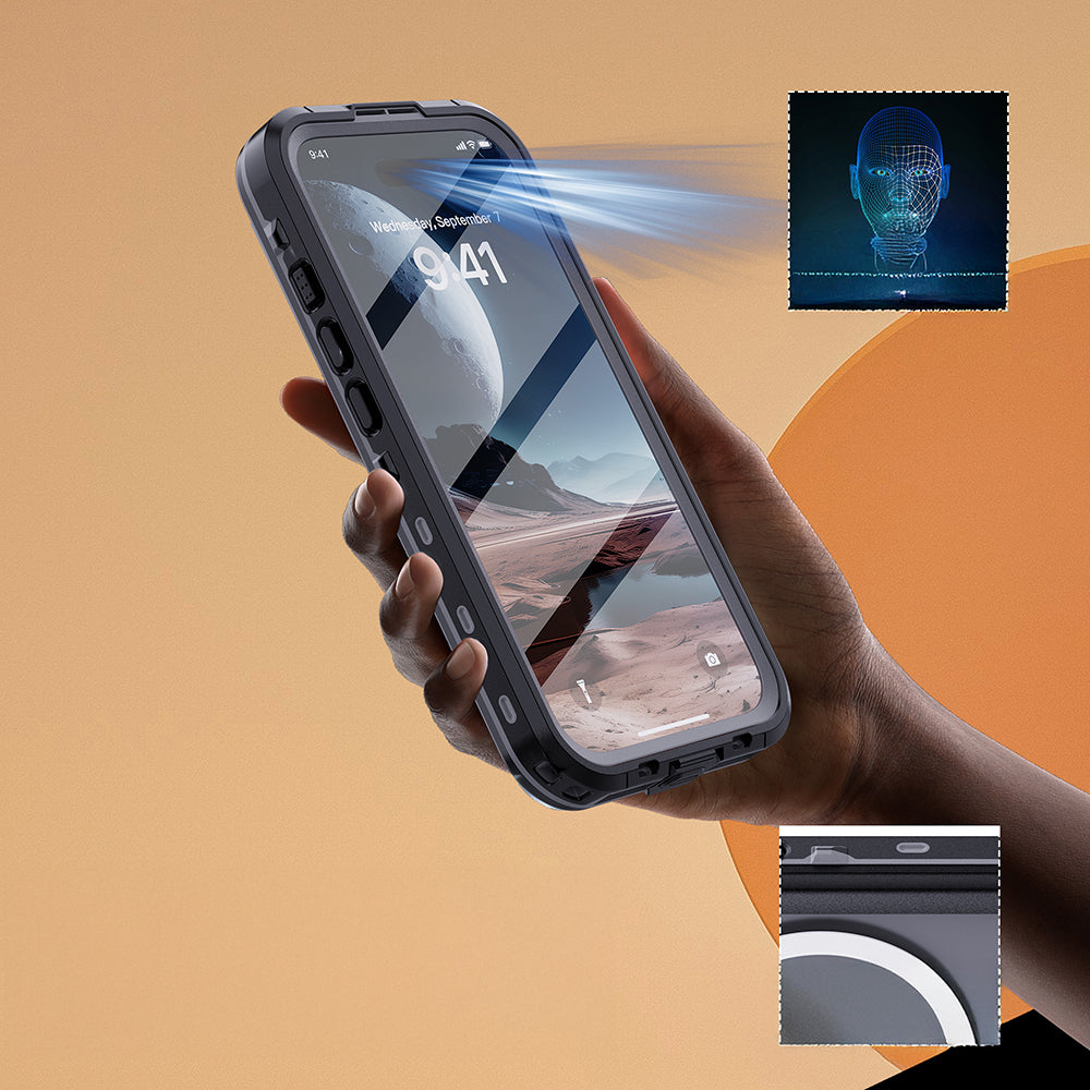 Apple iPhone 16 Kılıf 1-1 Su Geçirmez Kılıf Siyah