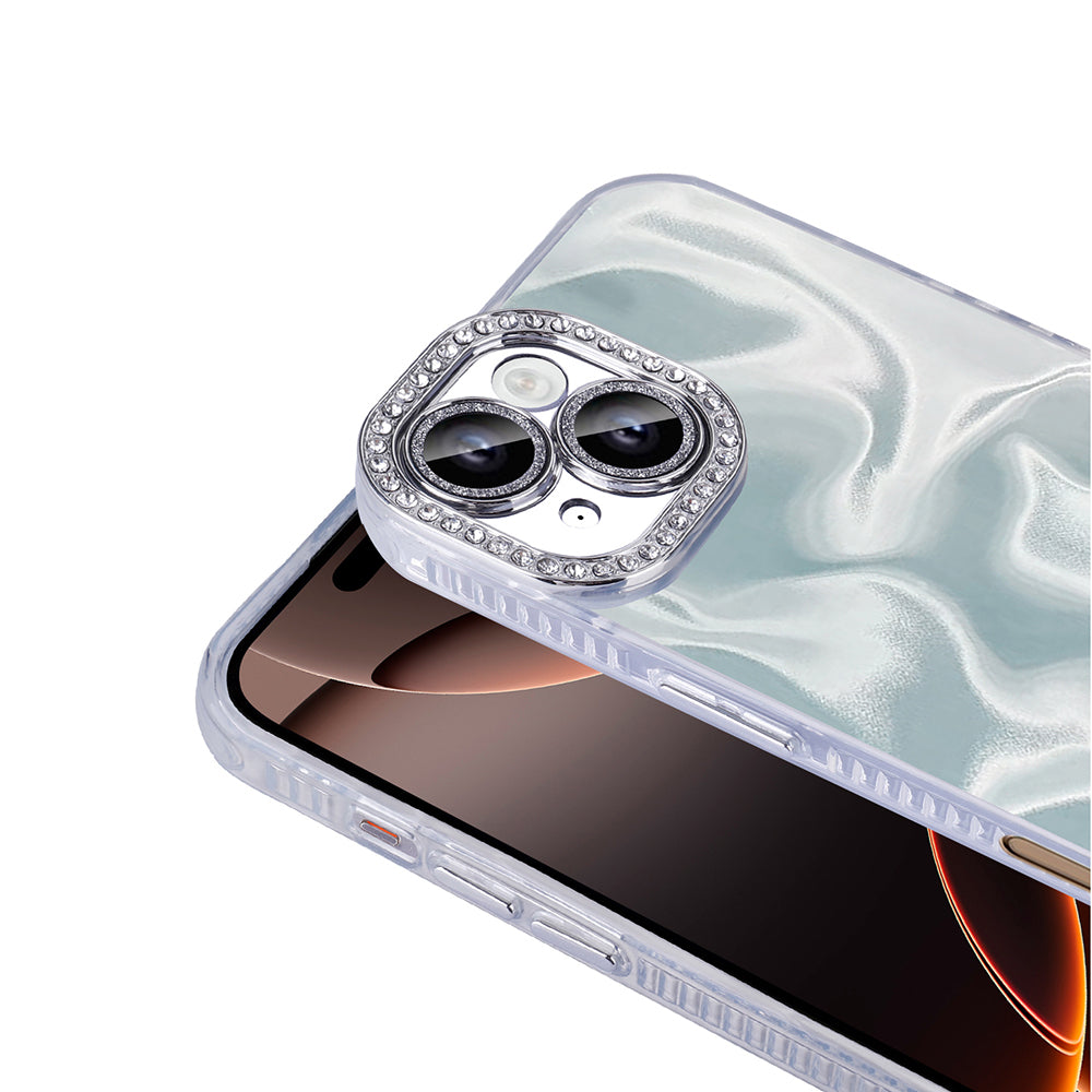 Apple iPhone 16 Kılıf Airbagli Parlak Taş Detay Tasarımlı Zore Esila Kapak Beyaz
