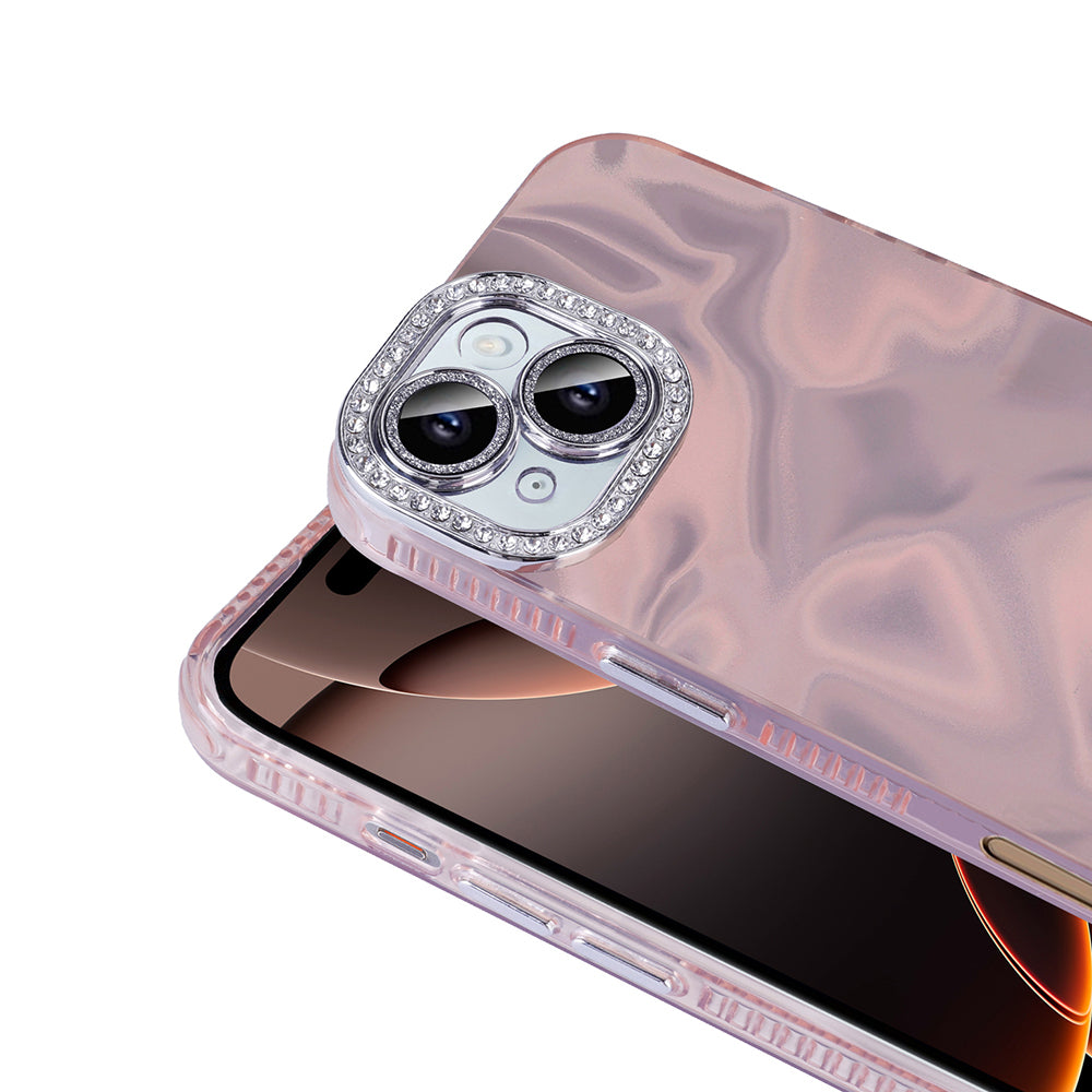 Apple iPhone 16 Kılıf Airbagli Parlak Taş Detay Tasarımlı Zore Esila Kapak Pembe