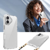 Apple iPhone 16 Kılıf Airbagli Takılabilir Askı Aparatlı Zore Snap Silikon Kapak Şeffaf