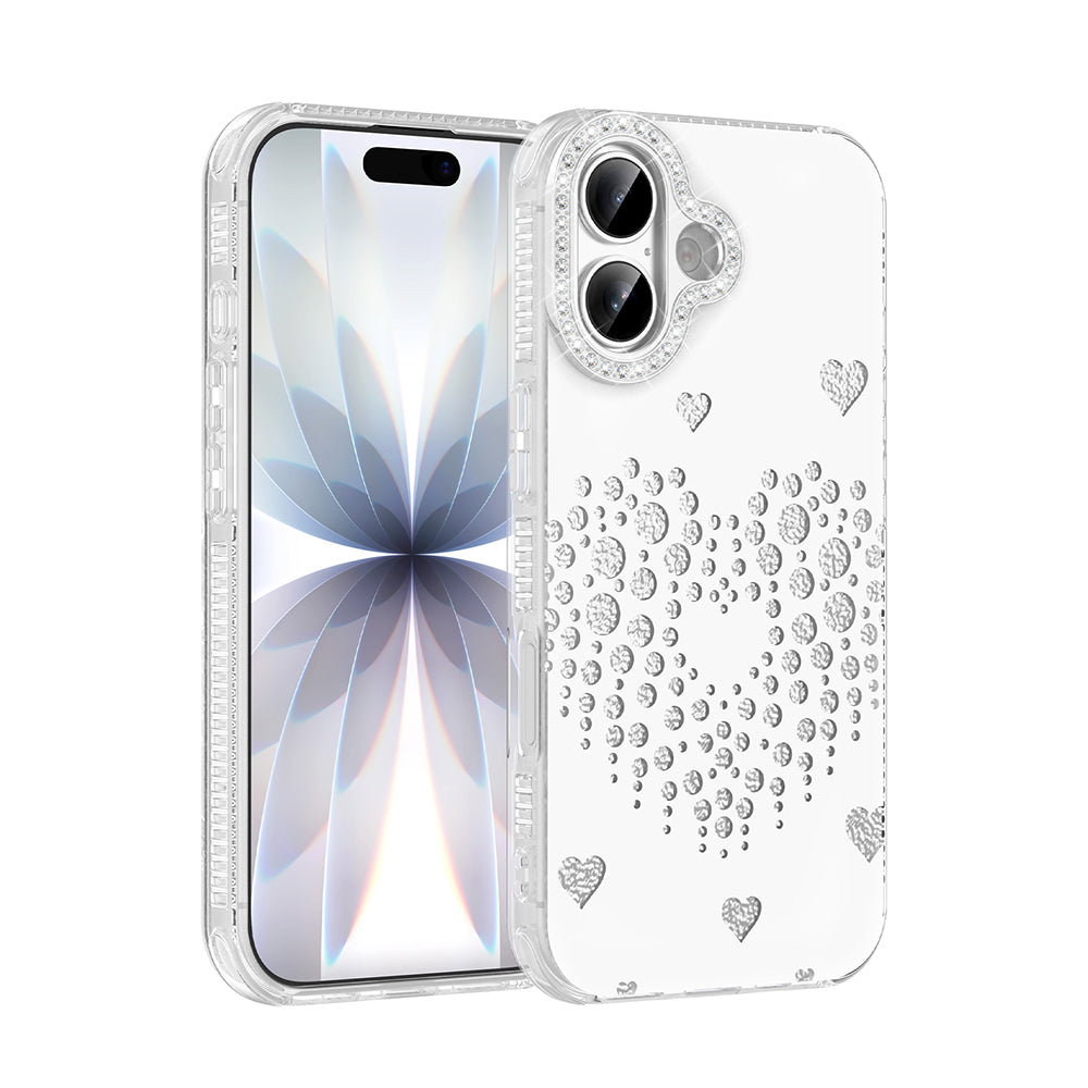 Apple iPhone 16 Kılıf Damla Taşlı Zore Rivas Sert PC Kapak Beyaz
