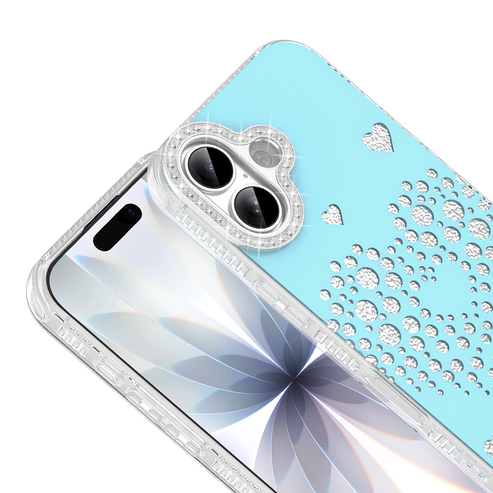 Apple iPhone 16 Kılıf Damla Taşlı Zore Rivas Sert PC Kapak Mavi