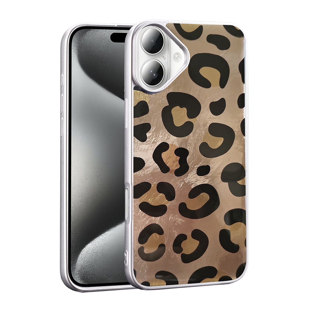 Apple iPhone 16 Kılıf Desenli Zore Mep Kapak Gold Leopar