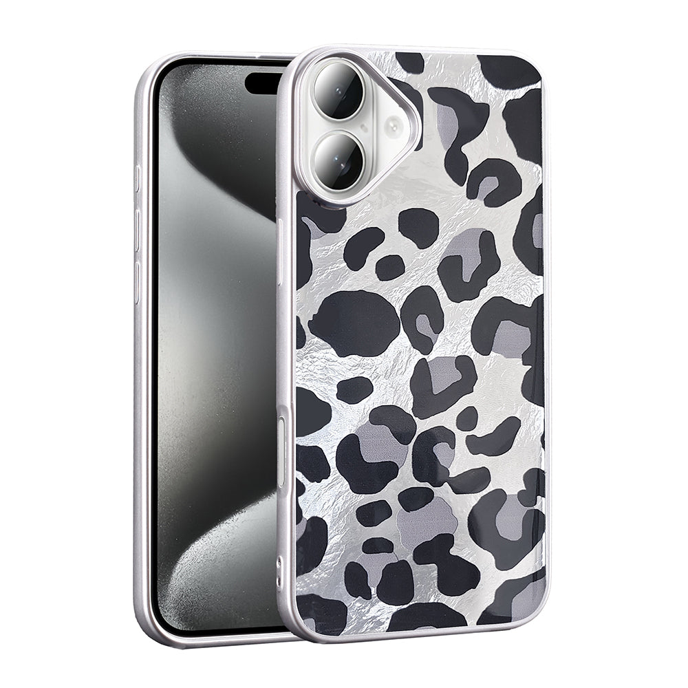 Apple iPhone 16 Kılıf Desenli Zore Mep Kapak Gri Leopar